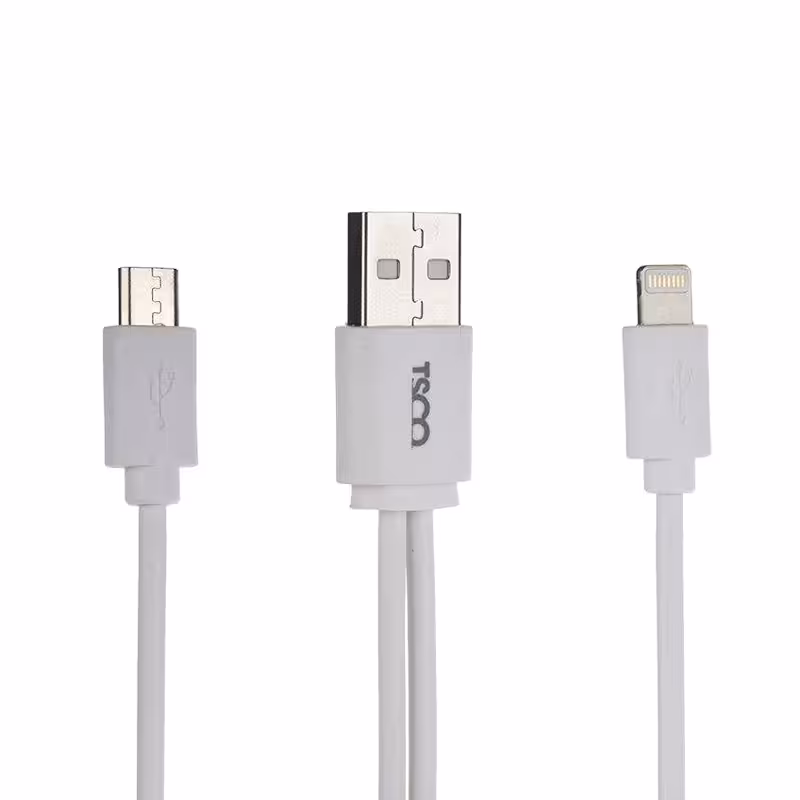 کابل تبدیل USB به microUSB و لایتنینگ تسکو مدل TCA-28 طول 0.2 متر