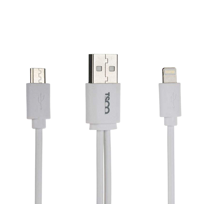 کابل تبدیل USB به microUSB و لایتنینگ تسکو مدل TCA-28 طول 0.2 متر