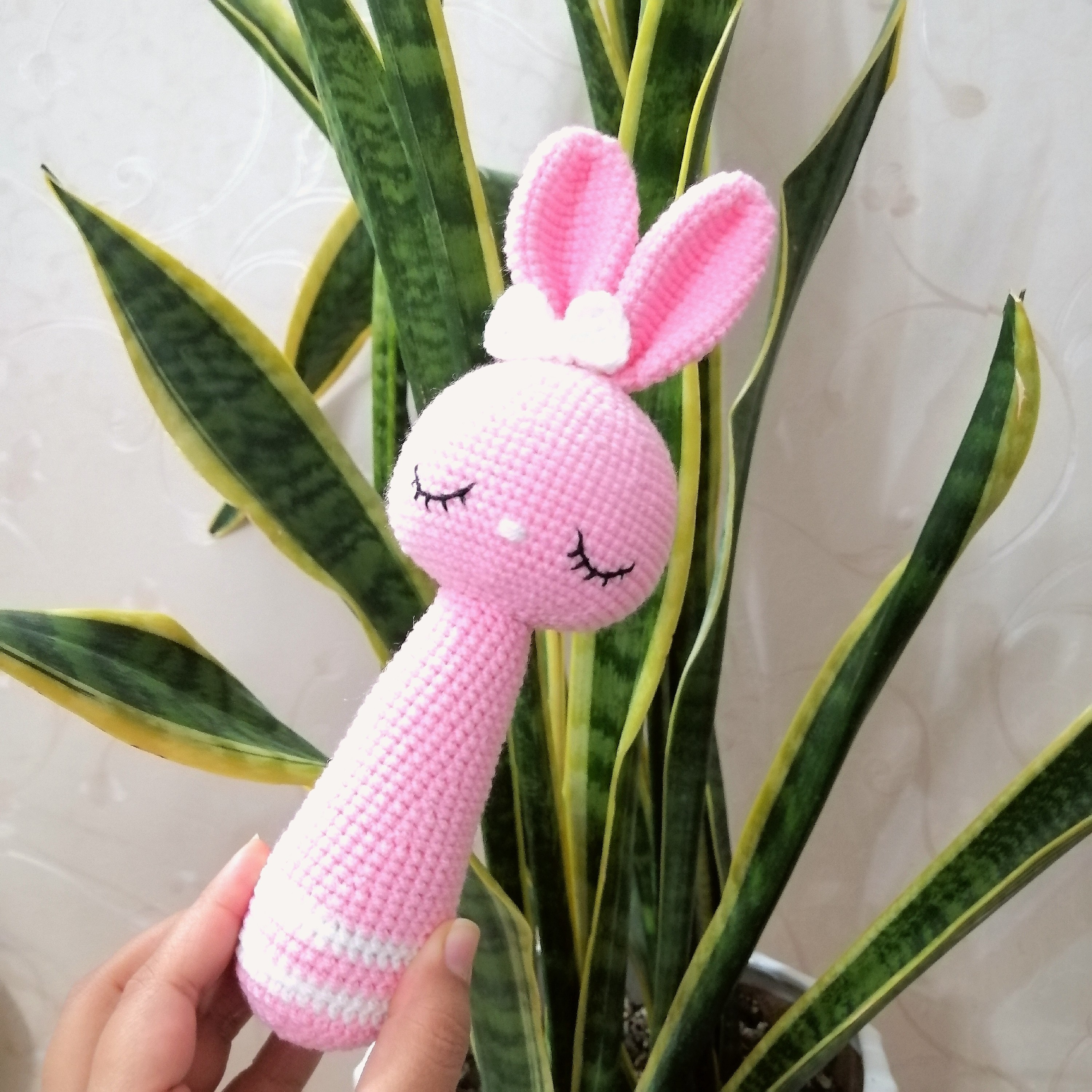 جغجغه سیسمونی  خرگوش بافتنی 