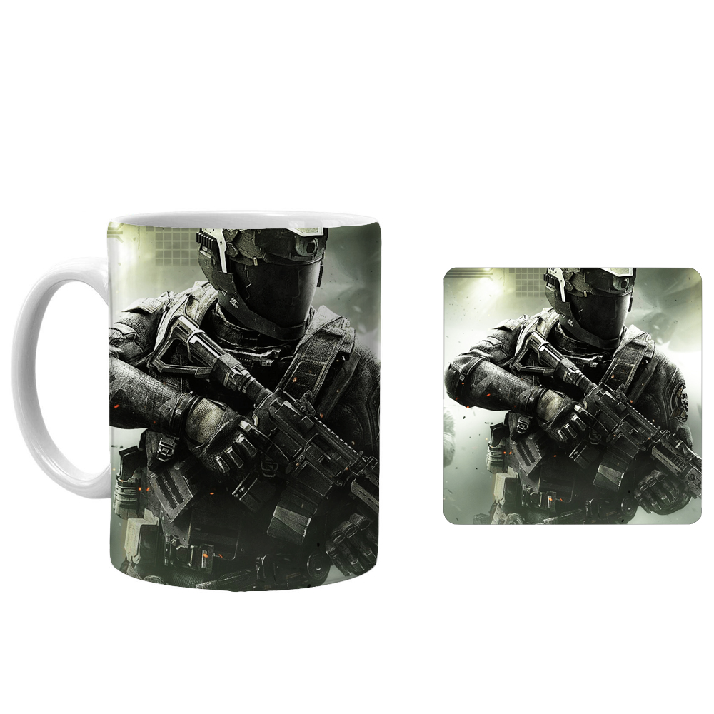 ماگ طرح call of duty کد xc9 به همراه زیرلیوانی 