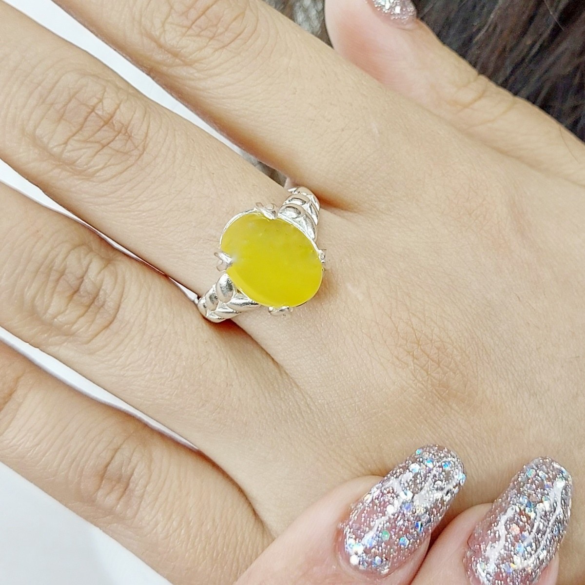 انگشتر رکاب خوشه ای نقره925 سنگ شرف الشمس کد 9969