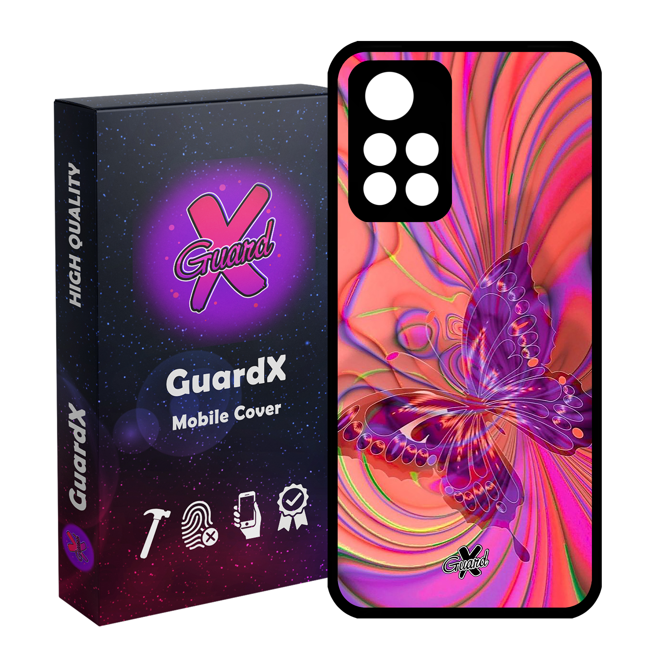 کاور گارد ایکس طرح پروانه مدل Glass10280 مناسب برای گوشی موبایل شیائومی Poco M4 Pro 5G/Redmi Note 11T 5G/Redmi Note 11S 5G