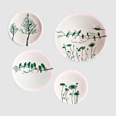 بشقاب دیوارکوب سفالی کد D178 مجموعه 4 عددی