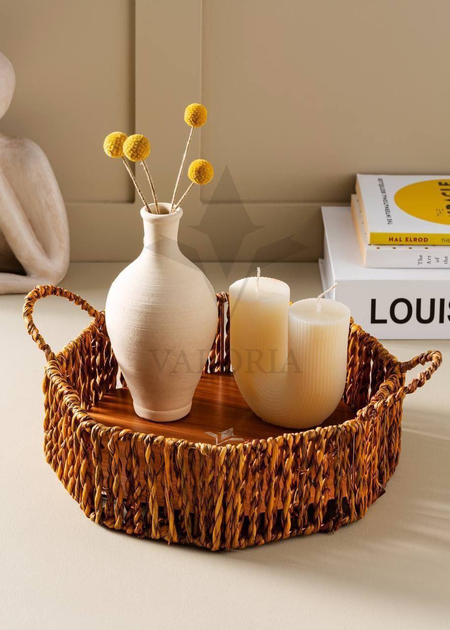 سبد 8ضلعی کف چوب حصیری