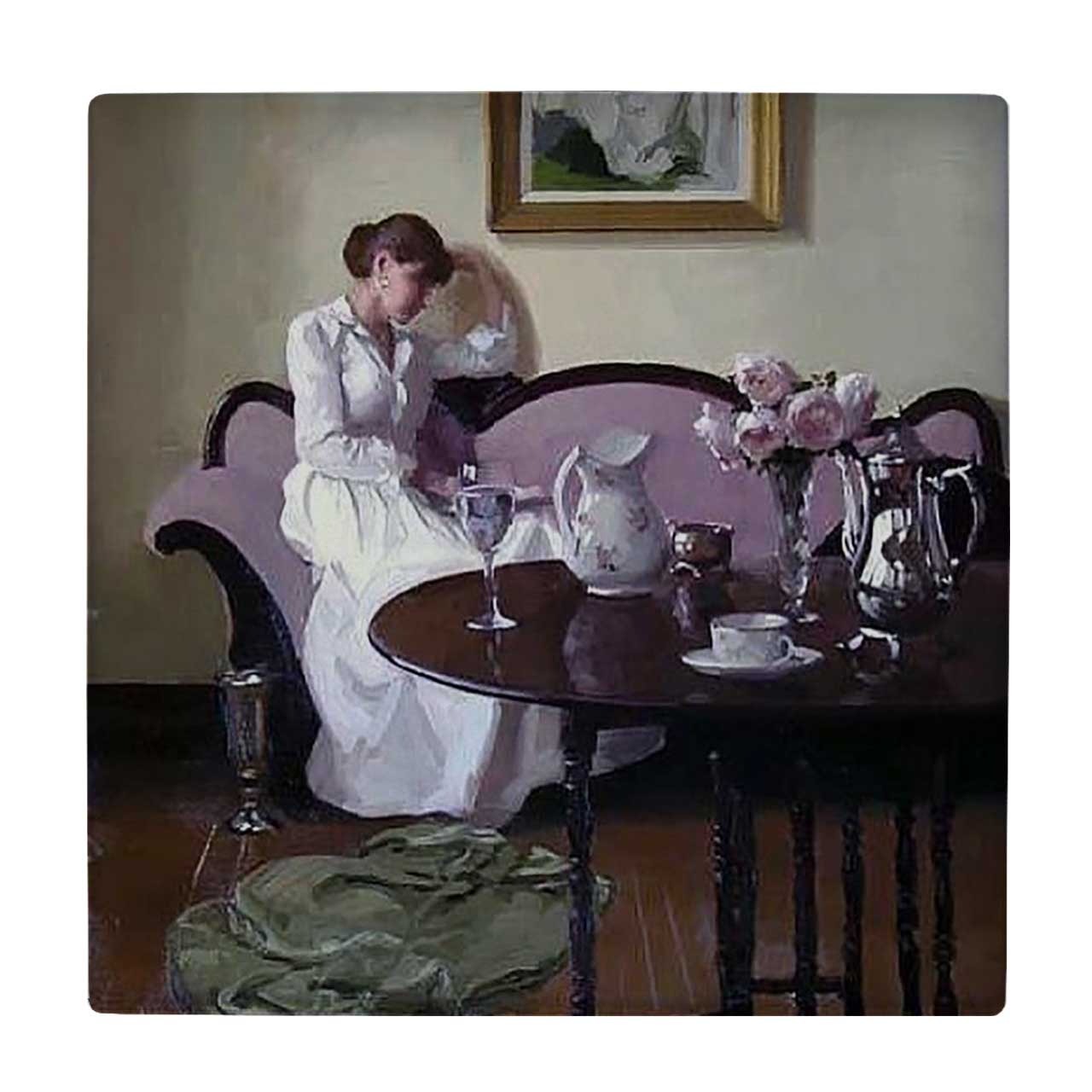  کاشی کارنیلا طرح نقاشی بانو و مبلمان کد wkk610