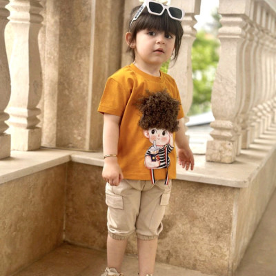 تیشرت شلوارک مو فرفری اسپرت دخترانه و پسرانه