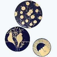 بشقاب دیوارکوب سفالی طرح گل مجموعه 3عددی