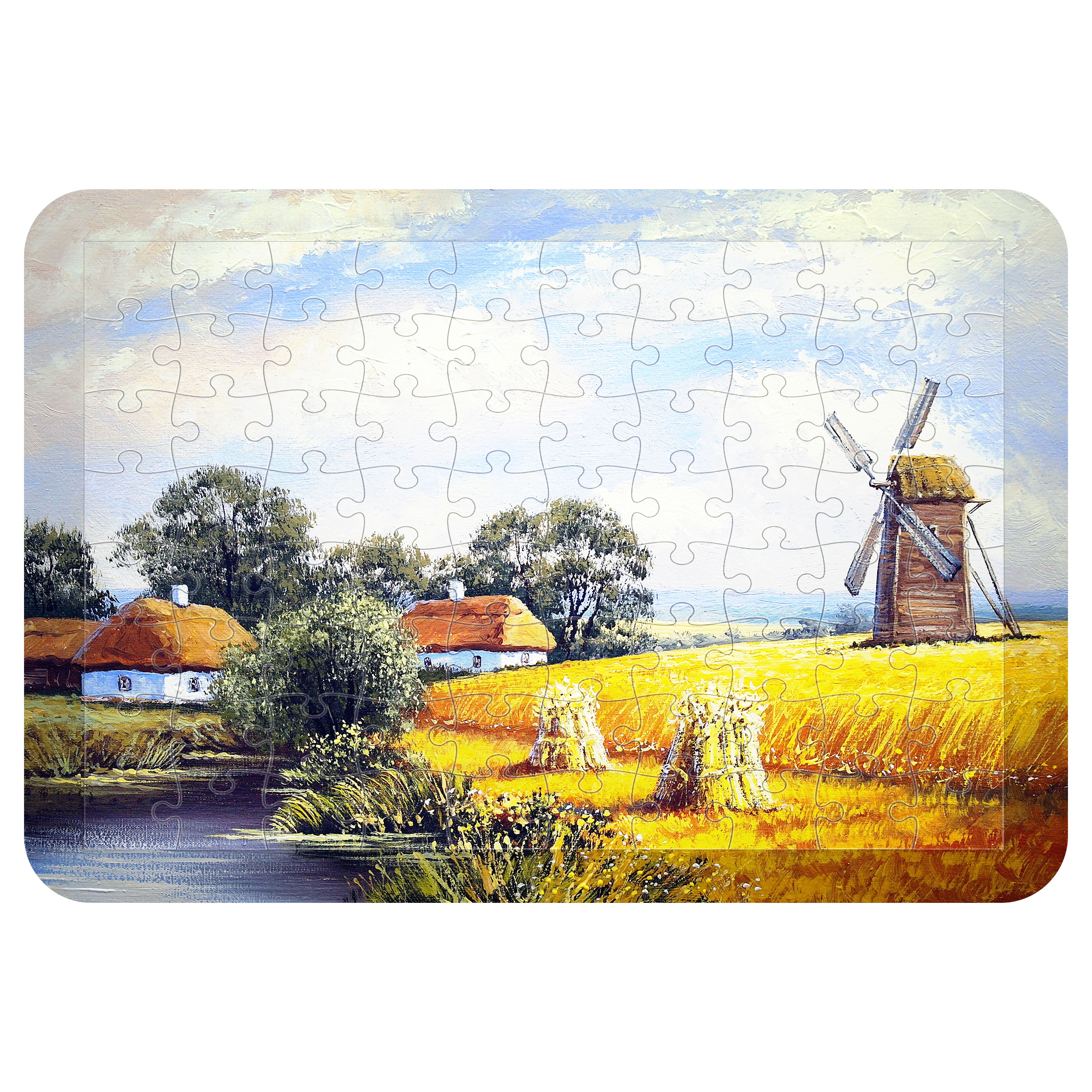 پازل 54 تکه اطلس آبی طرح مزرعه و آسیاب بادی و کلبه مدل T1003