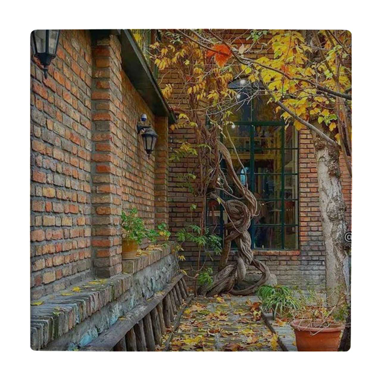 کاشی کارنیلا طرح حیاط پاییزی مدل لوحی کد klh734