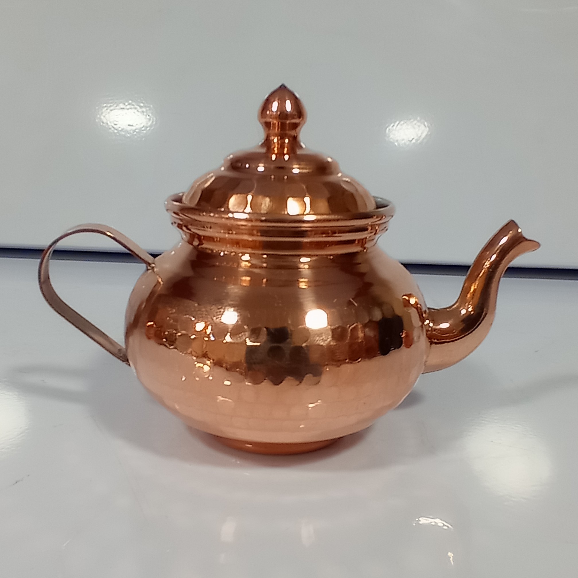 قوری زعفران مسی نانو (سایز 2 توپی دسته مسی ) قوری نقلی نوزادی مسی