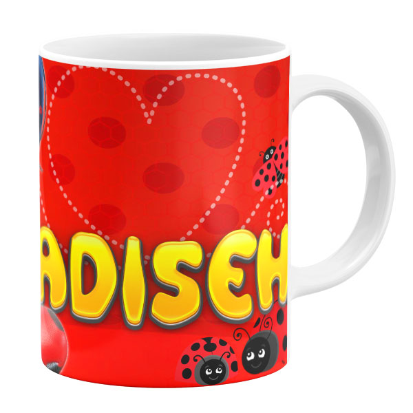 ماگ طرح دختر کفشدوزکی مدل حدیثه