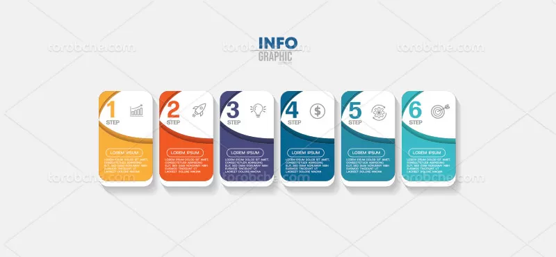 فایل وکتور اینفوگرافیک 6 بخشی | گرافیک با طعم تربچه