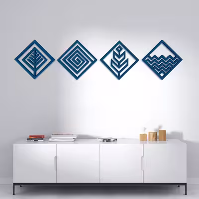 دیوارکوب مدل عناصر چهارگانه طرح لوزی مجموعه 4 عددی