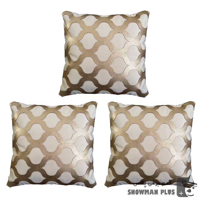 کاور کوسن مدل قطره اشک کد C-TEARDROP-AGF40 بسته 3 عددی  چرم طلایی-پارچه جاسمین