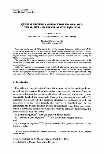 خرید و دانلود نسخه کامل کتاب Quantal Brownian motion from RPA dynamics: the master and Fokker-Planck equations