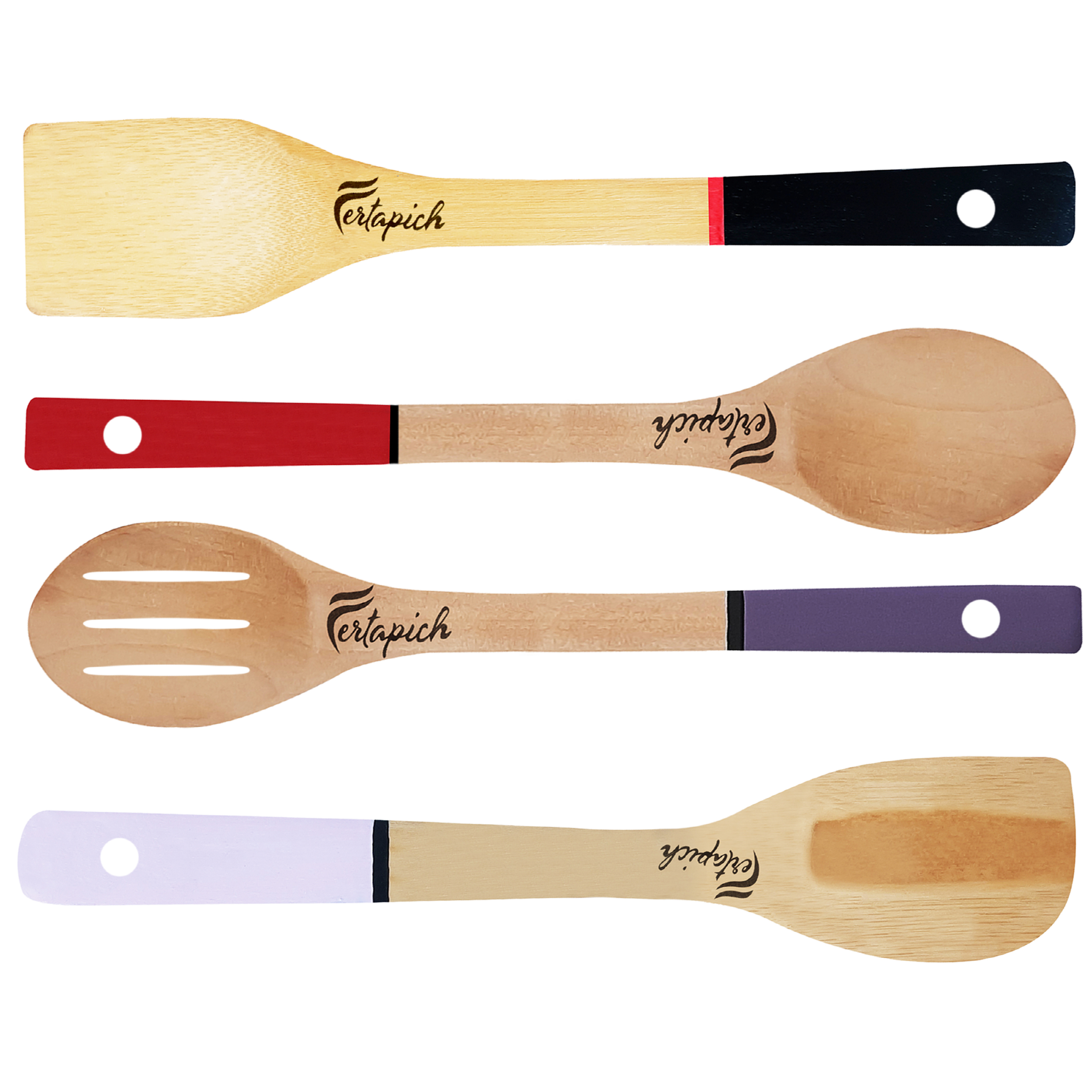  سرویس کفگیر و ملاقه 4 پارچه فرتاپیچ مدل چوبی کد 016