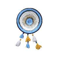 دیوار کوب سفالی طرح چشم نظر چهار قل منگوله ای کد 336