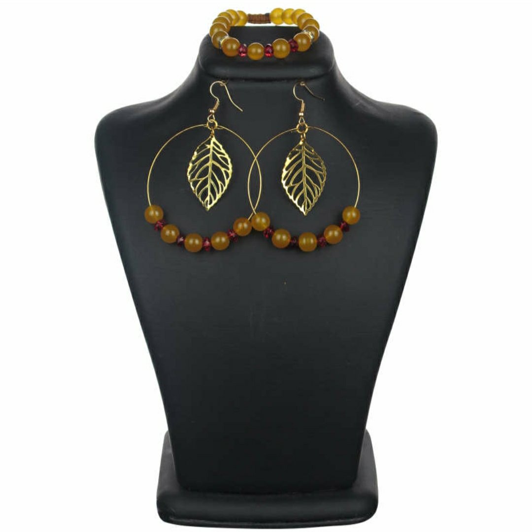 ست دستبند و گوشواره مدل برگ پاییزی