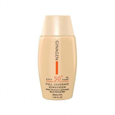 کرم ضد آفتاب SPF 50 ژیناژن شماره 03 مناسب پوست خشک و نرمال حجم 50 میلی لیتر