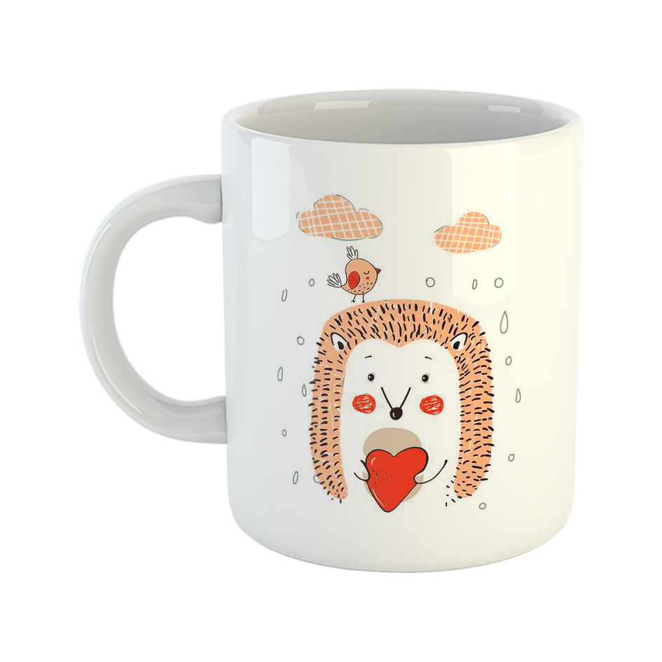 ماگ طرح جوجه تیغی و پرنده 