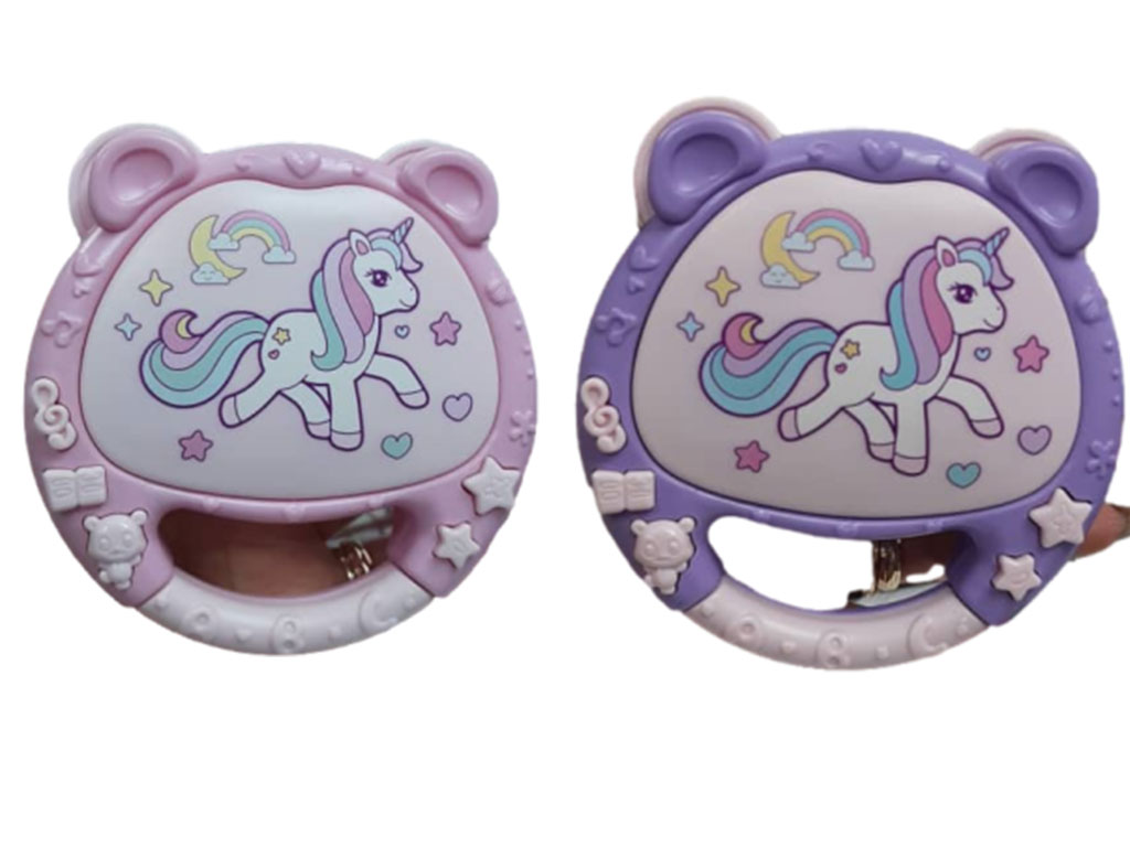 جعبه جغجغه ای و موزیکال دخترانه طرح اسب تک شاخ