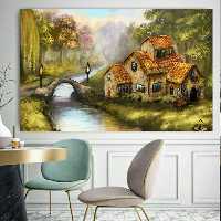 تابلو بوم طرح کلبه و برکه کدTB213