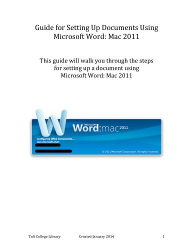 خرید و دانلود نسخه کامل کتاب Guide for Setting Up Documents Using Microsoft Word: Mac 2011
