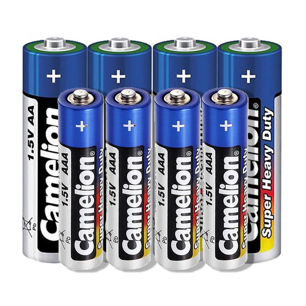 باتری قلمی و نیم قلمی کملیون مدل super heavy R6P-R03P مجموعه 8 عددی