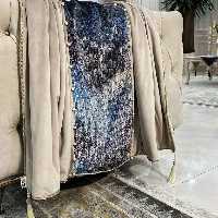 شال مبل طرح مروارید مخمل کرم نسکافه و سرمه ای بنفش کهکشان