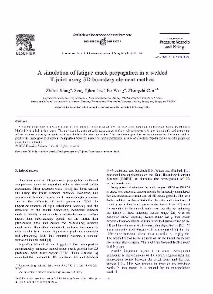 خرید و دانلود نسخه کامل کتاب A simulation of fatigue crack propagation in a welded T-joint using 3D boundary element method