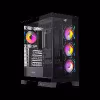 کیس گیمینگ AWEST GT-AQ16-MB | طراحی آکواریومی، تهویه حرفه‌ای، پشتیبانی از کارت‌گرافیک‌های بزرگ