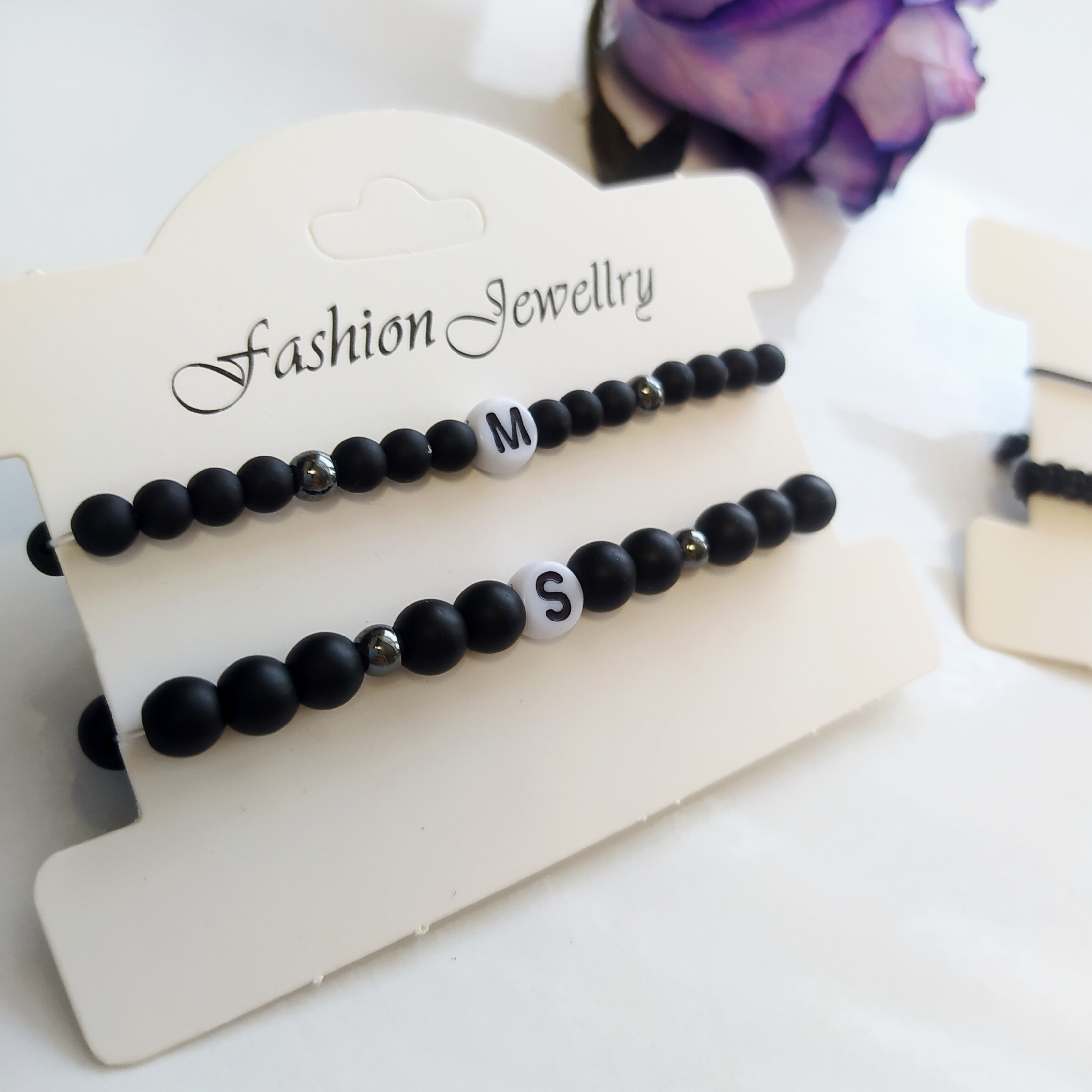 دستبند اونیکس. مشکی. دستبنداسم .دستبند ست.ست دوستی