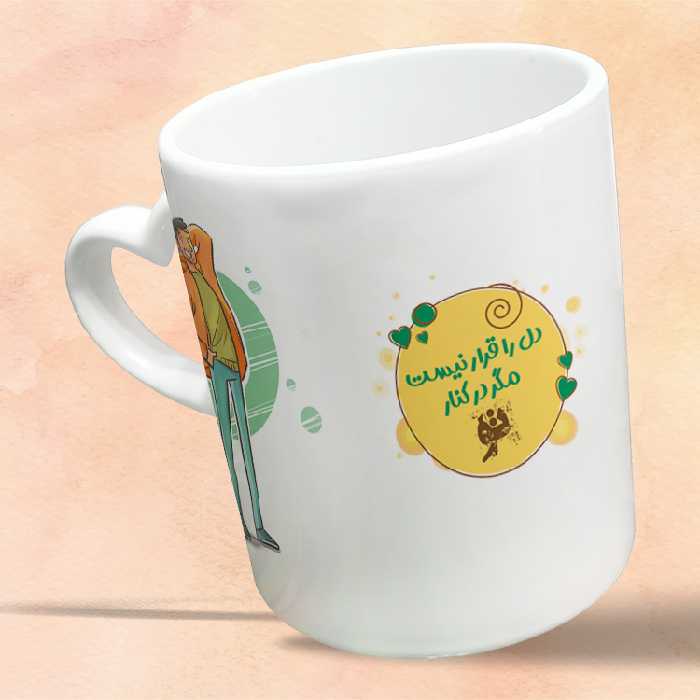 ماگ مدل دسته قلبی طرح عاشقانه کد 342