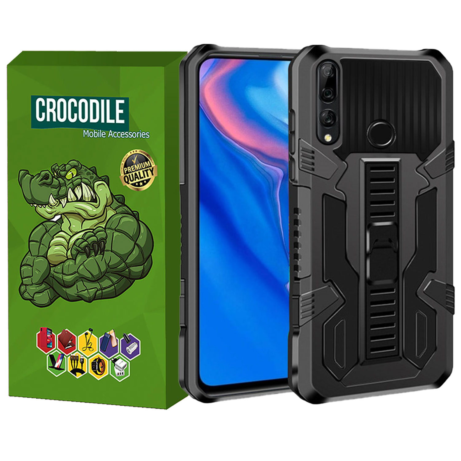 کاور کروکودیل مدل Kikstand-100 مناسب برای گوشی موبایل هوآوی Y9 Prime 2019