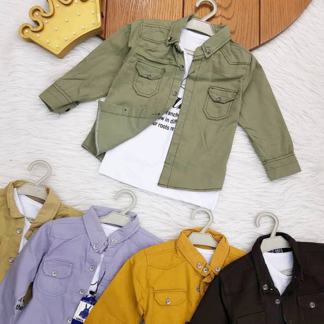 ست دو تیکه بلوز کتان با تیشرت اسپورت پسرانه و دخترانه