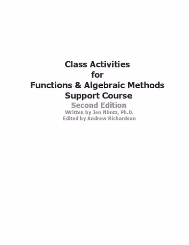 خرید و دانلود نسخه کامل کتاب Class Activities For Math 109: Support For Functios &amp; Algebraic Methods
