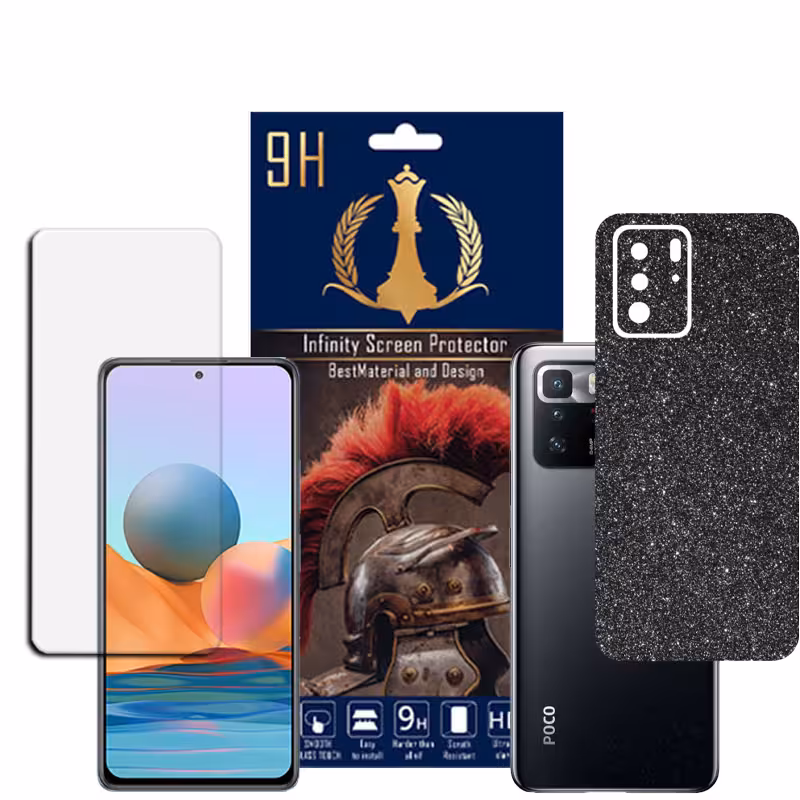 برچسب پوششی اینفینیتی مدل PRO MAX مناسب برای گوشی موبایل شیایومی REDMI NOTE 10 PRO به همراه محافظ صفحه نمایش
