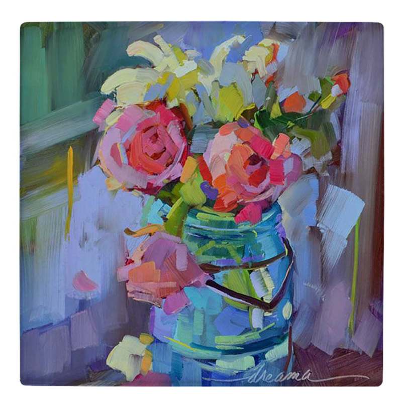 کاشی طرح گلدان گل مدل لوحی BDT10