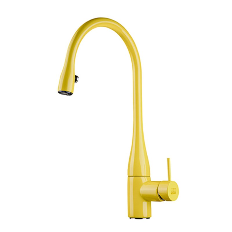 شیر ظرفشویی شاوری KWC مدل ایو زرد (دارای LED و شلنگ دار) (60 ماه گارانتی)