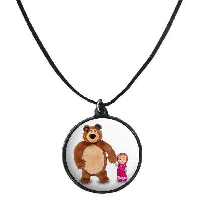 گردنبند پرمانه طرح ماشا ومیشا کد pmb.11836 مدل دو طرفه