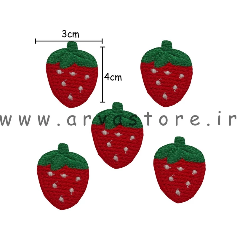 استیکر پارچه و لباس مدل تیکه دوزی توت فرنگی 5 عددی