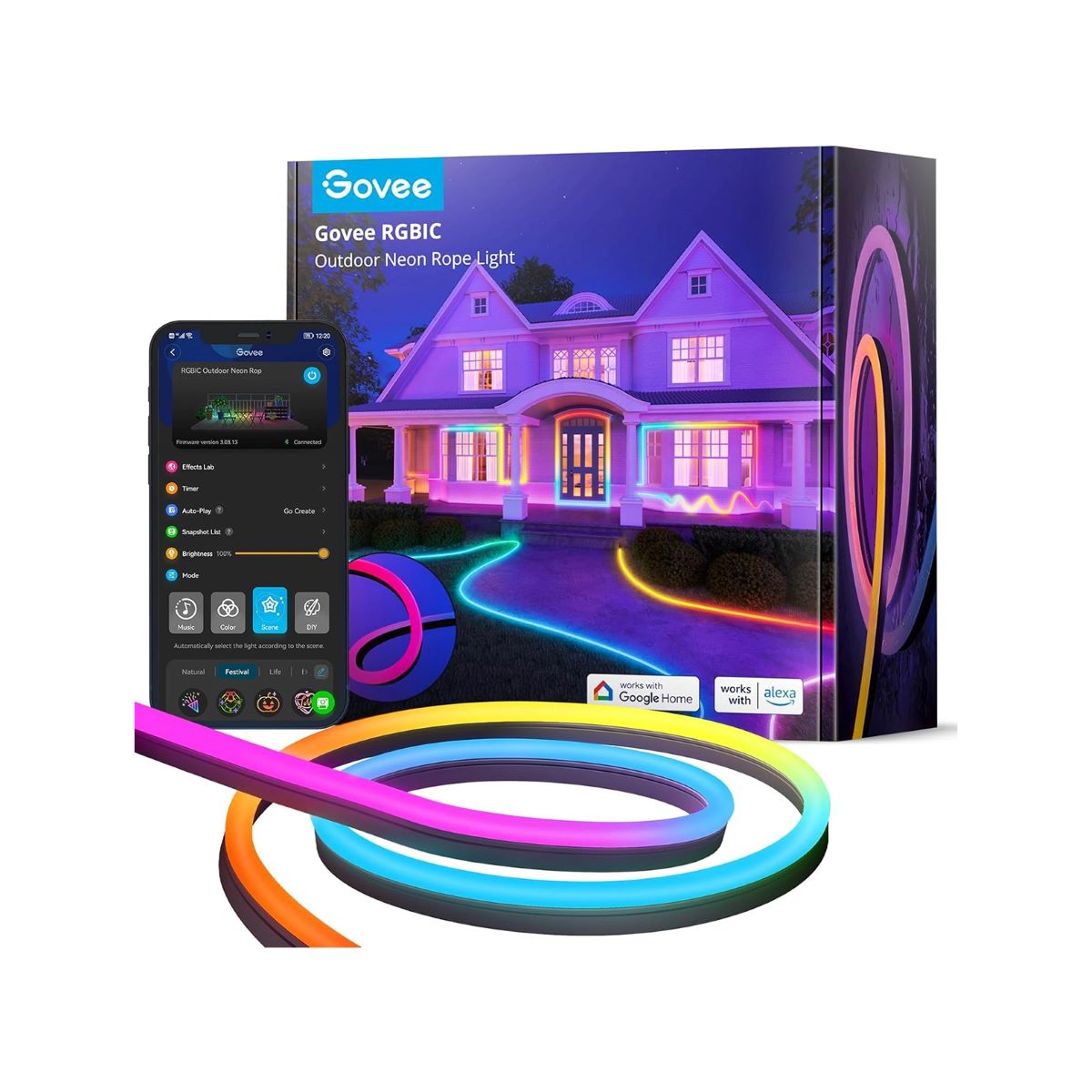 خرید ریسه هوشمند Govee RGBIC Outdoor Neon Rope Lights H61A8 10m با بهترین قیمت