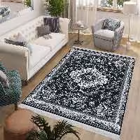 فرشینه طرح سنتی سیاه و سفید با حاشیه نازک HQ-3338