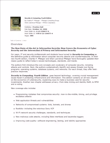 خرید و دانلود نسخه کامل کتاب Security in computing