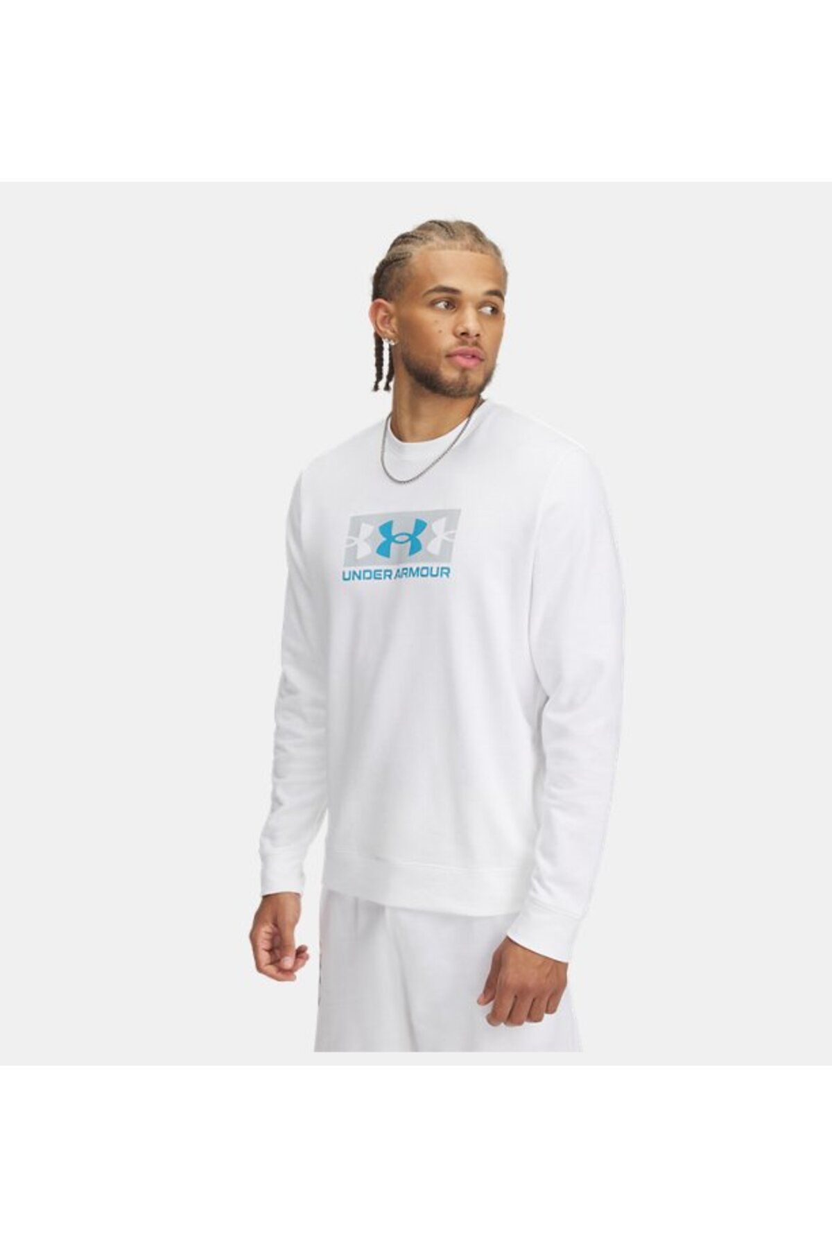 سویشرت ورزشی سفید مردانه رقیب UA LOGO خدمه 100 Under Armour