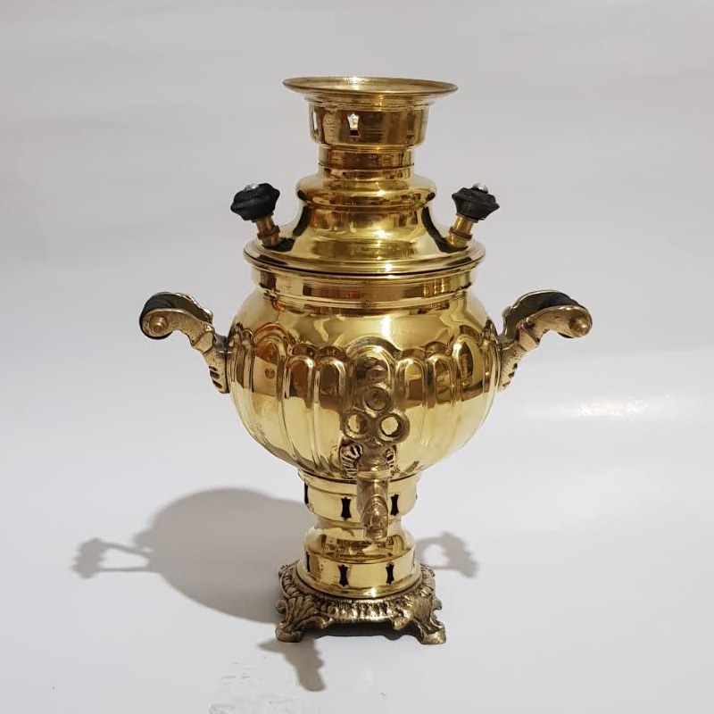  سماور برنزی یک لیتر طرح آینه ای با چراغ مناسب سیسمونی عیدی جهیزیه ارسال 