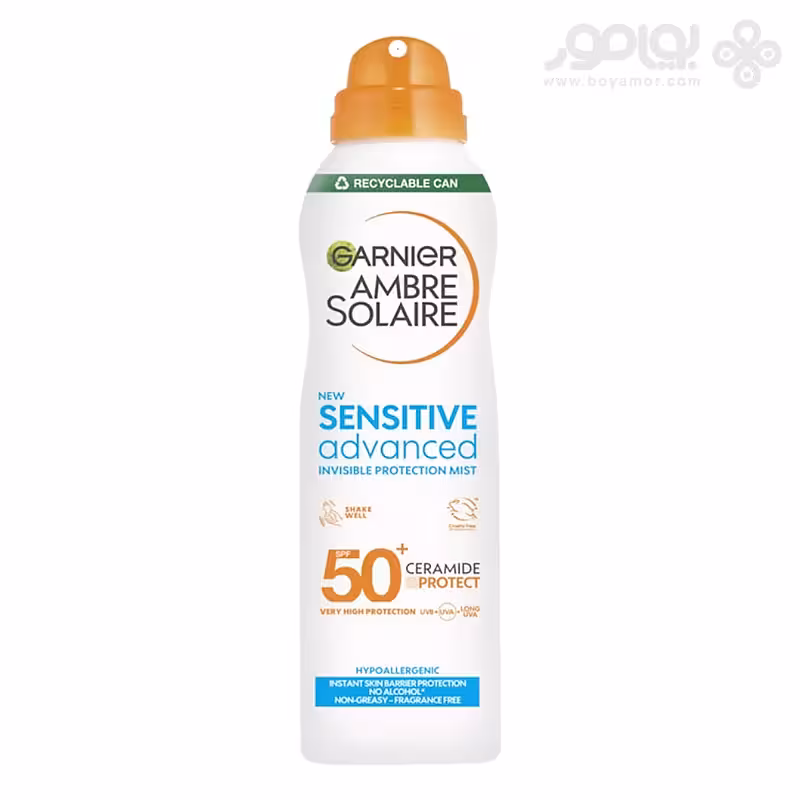 اسپری ضد آفتاب گارنیر SPF50 مدل SENSITIVE ADVANCED حجم 150 میل