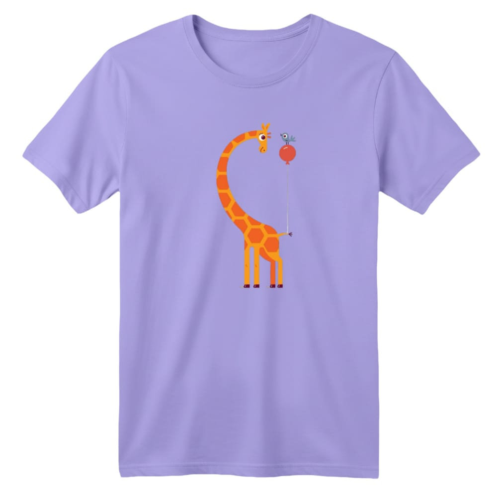 تی شرت آستین کوتاه بچگانه مدل زرافه کد 2 رنگ یاسی