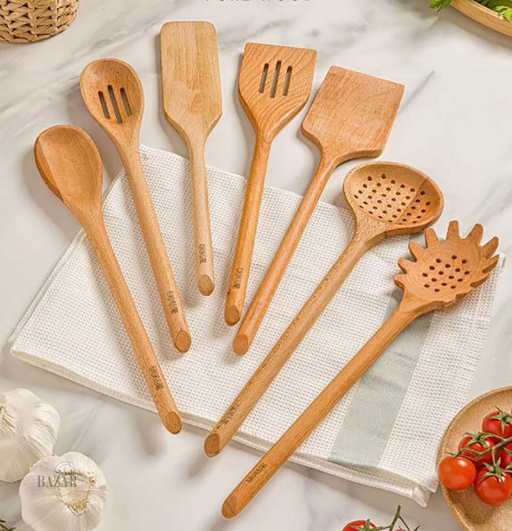 کفگیر و ملاقه 1 عددی چوبی لیمون کد 2339