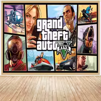 تابلو شاسی مدل گیمینگ طرح پوستر بازی game  کامپیوتر ی  محبوب GTA جی تی ای کد 1086 | دنیای قاب